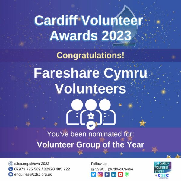 23 nomination card CVA 2023 Fareshare Cymru Volunteers