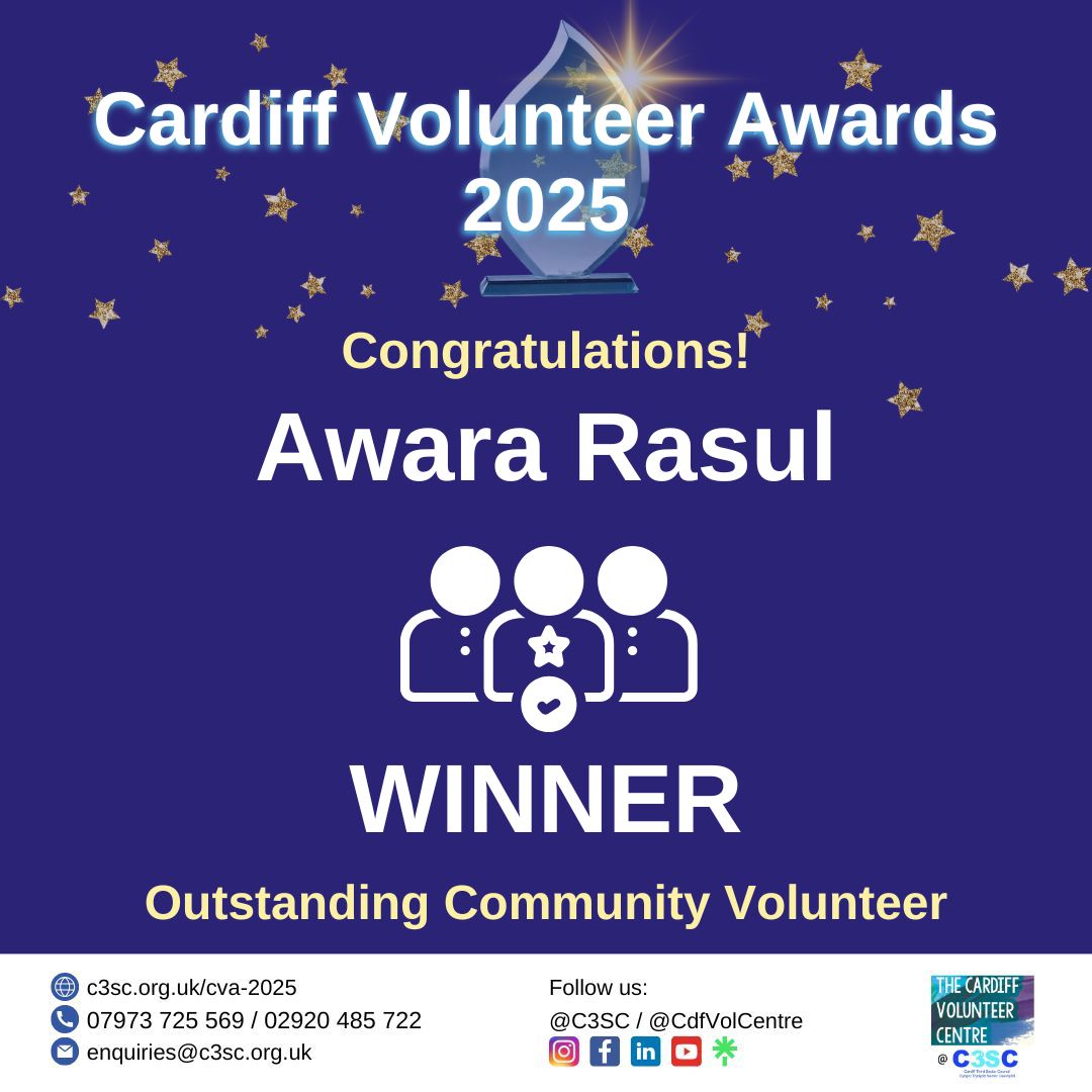 Cardiff Volunteer Awards 2025 - Outstanding Community Volunteer Winner ...