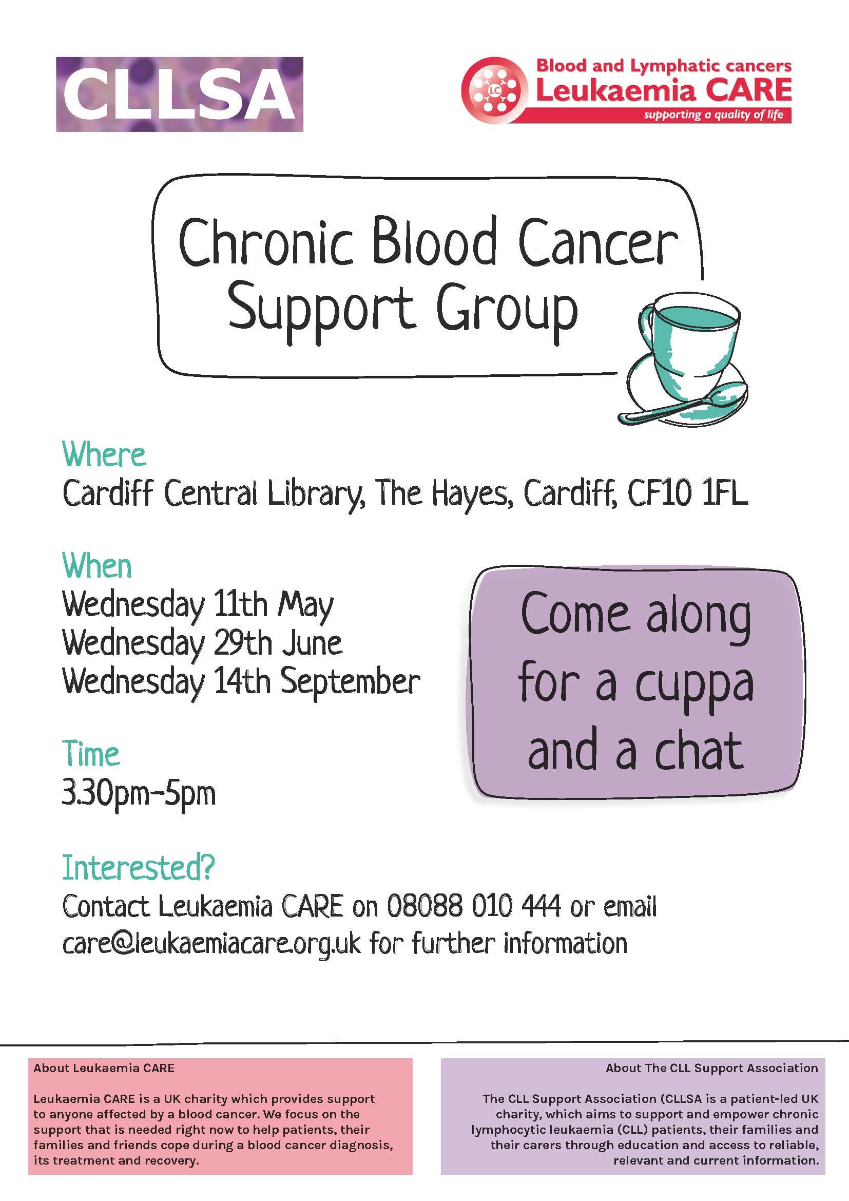 Cardiff Chronic Blood Cancer Support Group poster