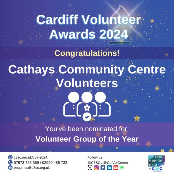 Cathays Community Centre Volunteers Volunteer Group of the Year Nomination Card