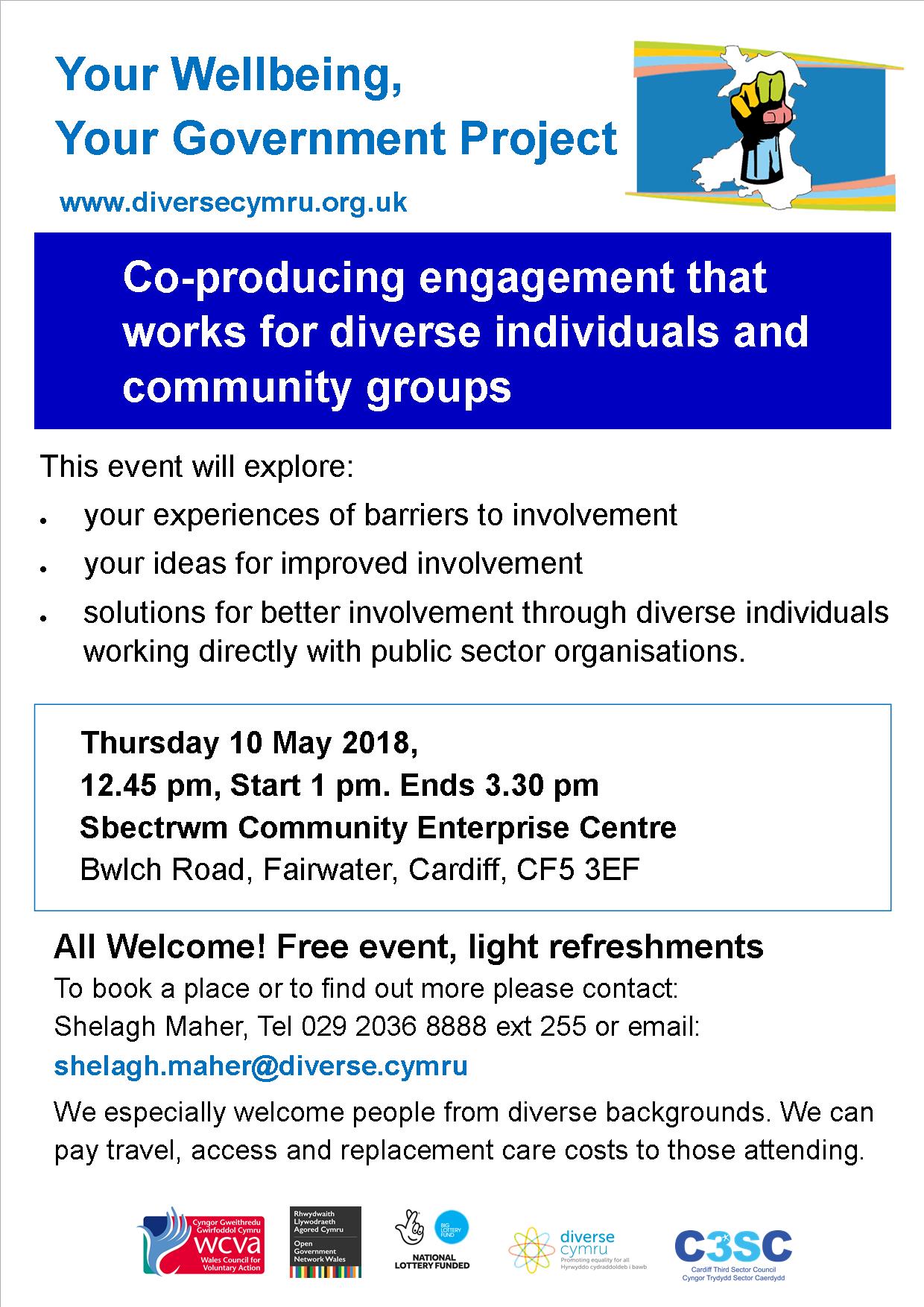 Coproducing engagement 10 May Sbectrwm Centre Cardiff
