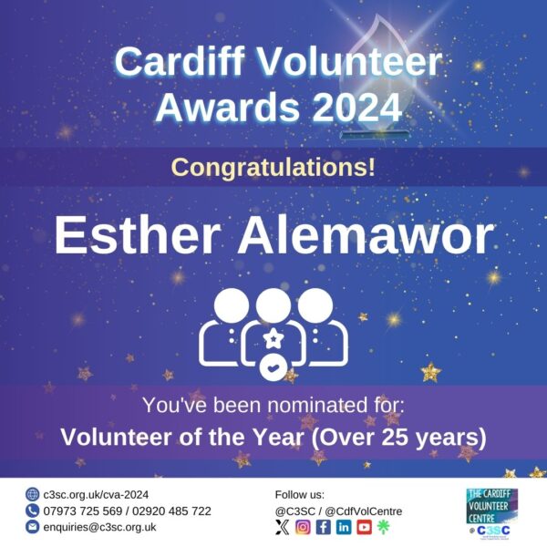 Esther Alemawor Volunteer of the Year nomination card