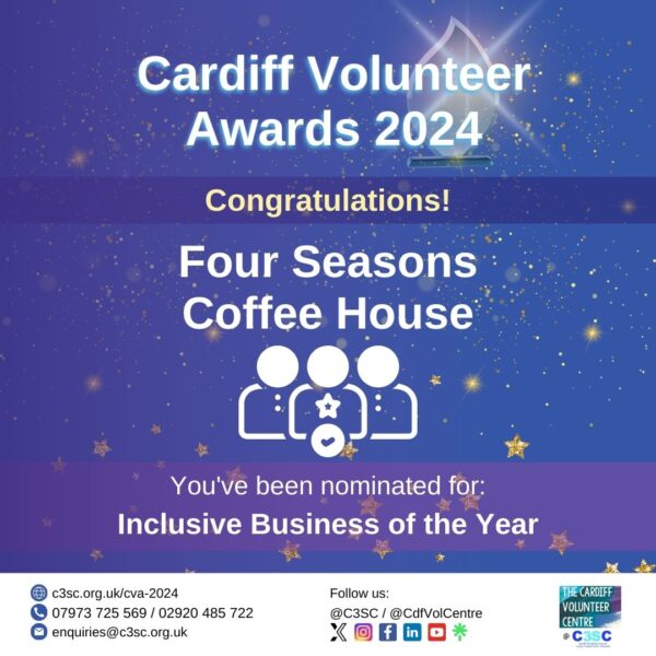 Four Seasons Coffee House Inclusive Business of the Year Nomination Card