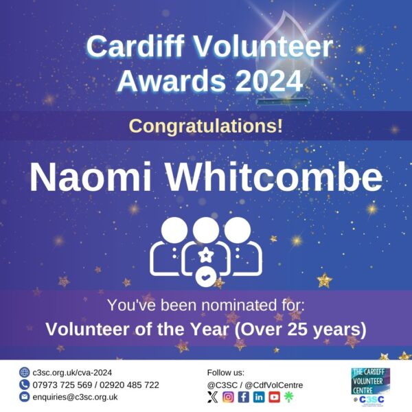 Naomi Whitcombe Volunteer of the Year nomination card