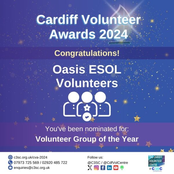 Oasis ESOL Volunteers Volunteer Group of the Year Nomination Card