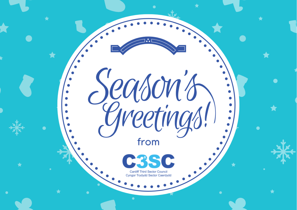 Red Snowy Seasons Greetings Christmas Card