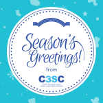 Red Snowy Seasons Greetings Christmas Card