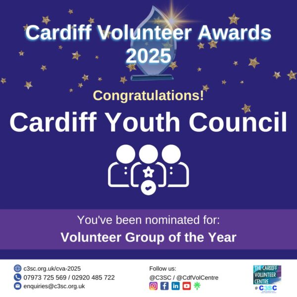 Volunteer Group of the Year Cardiff Youth Council CVA 2025 Nomination Card