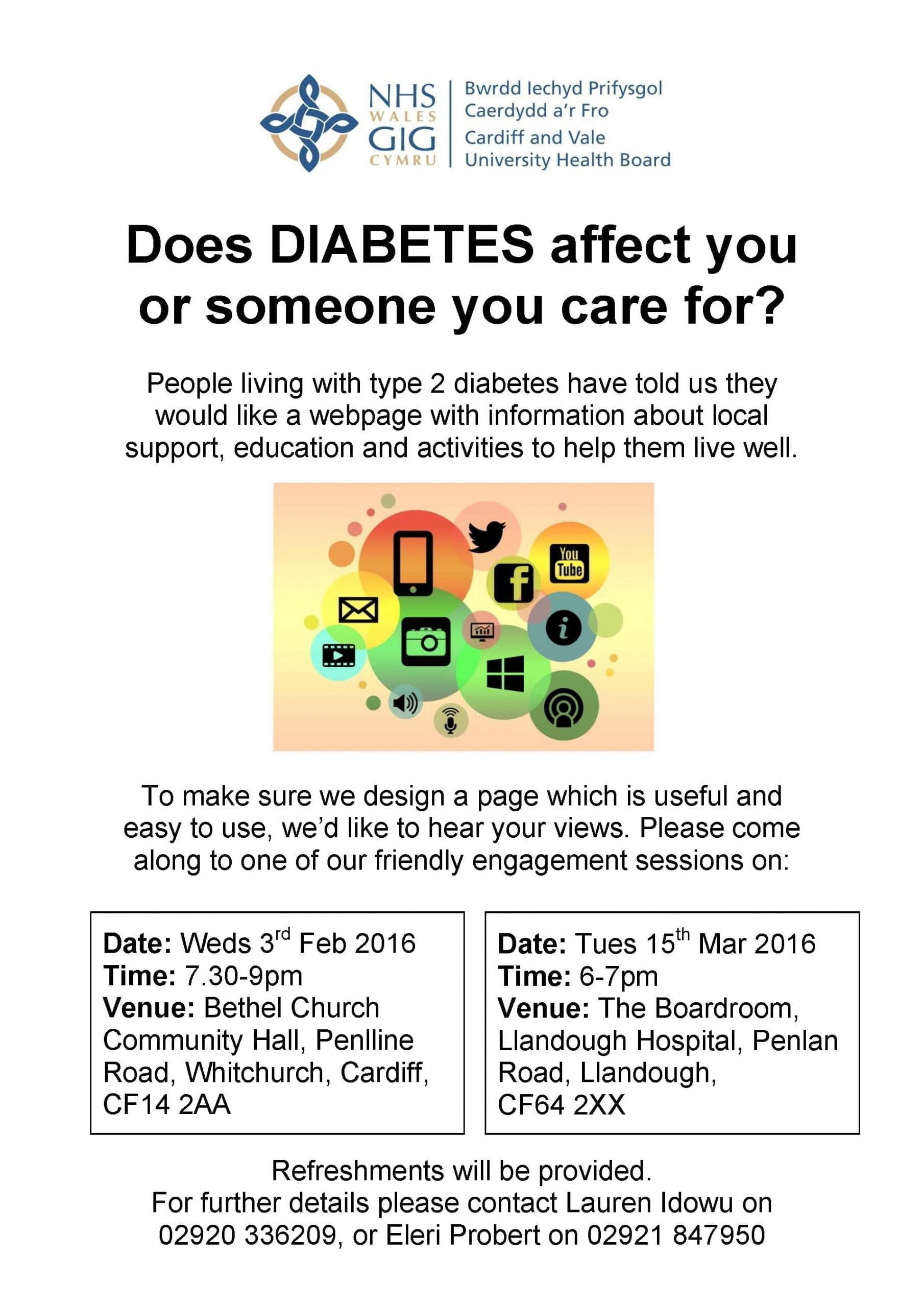 Diabetes engagement sessions flyer