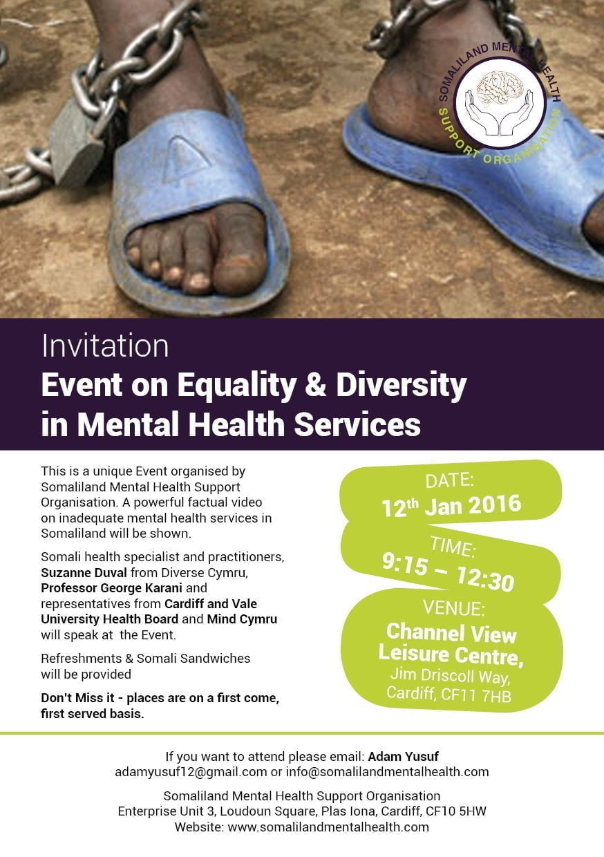 Equality and Diversity in Mental Health Services event flyer