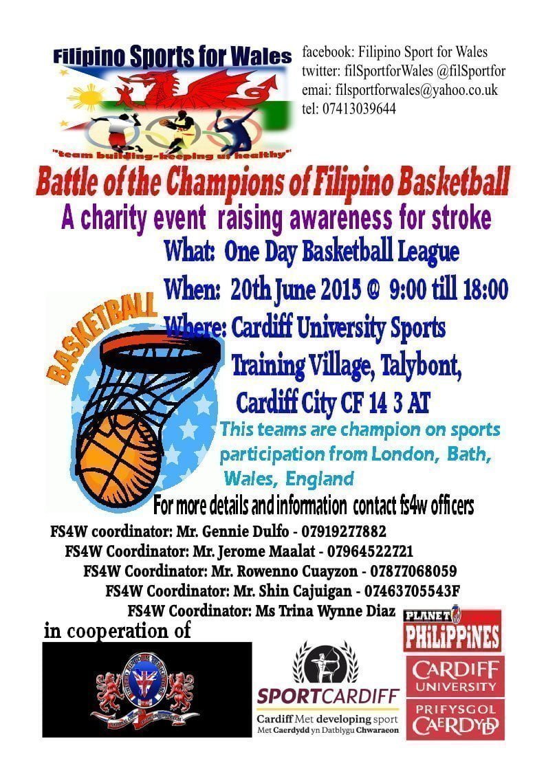 Filipino Sports for Wales event flyer