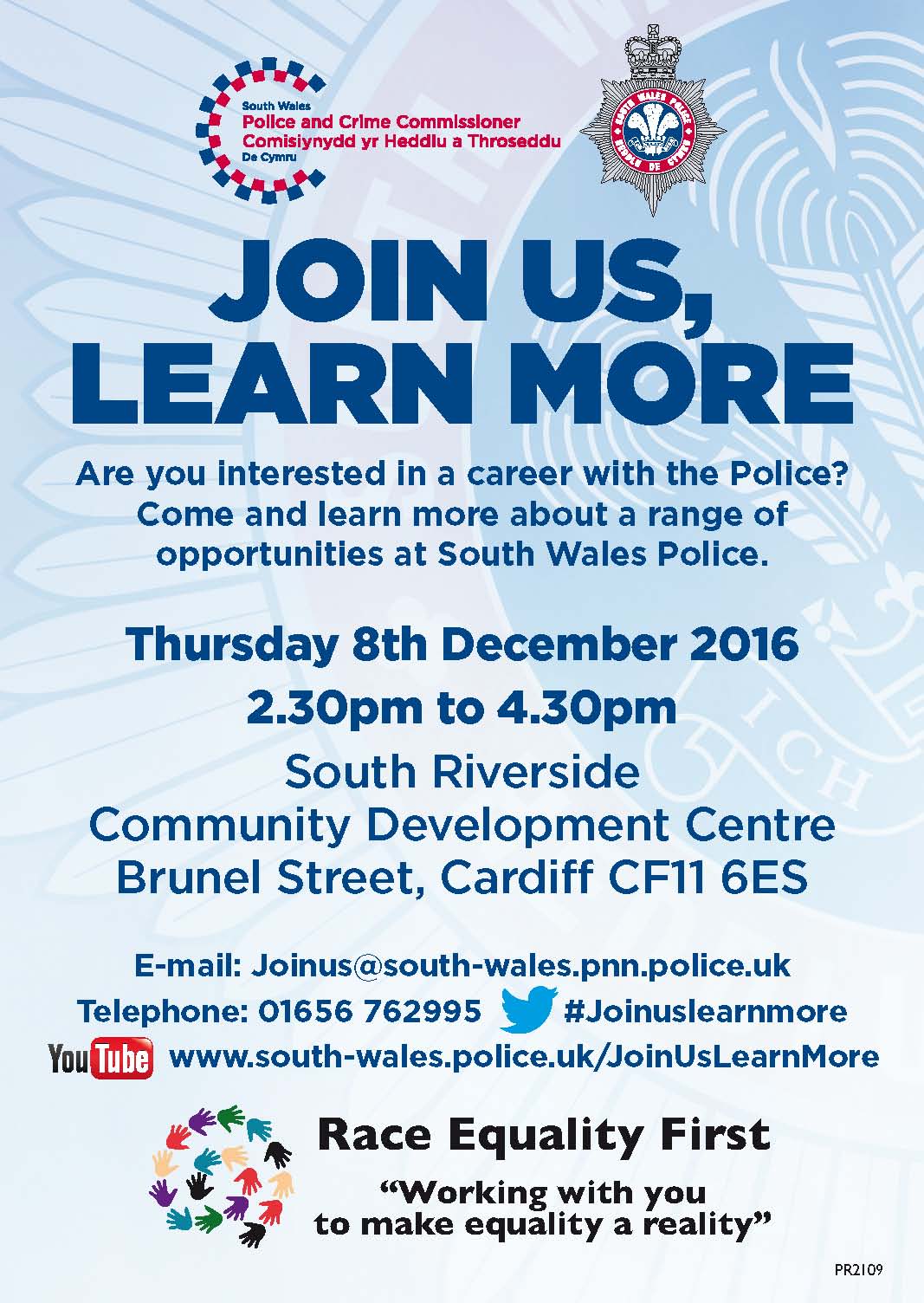 South Wales Police event on 8 December 2016 poster
